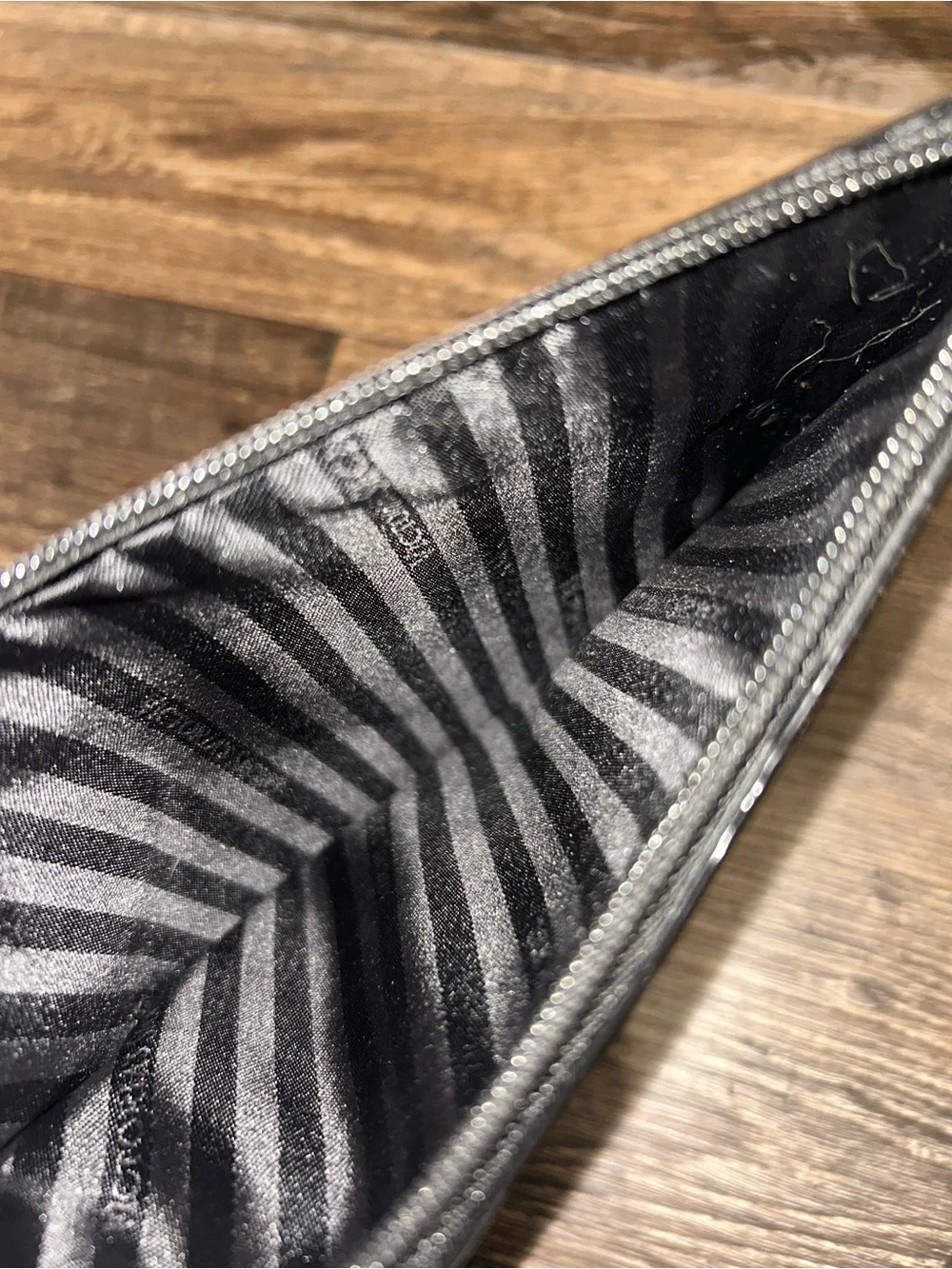 Victoria's Secret Black Faux Snakeskin Cosmetic Bag with Gold Logo